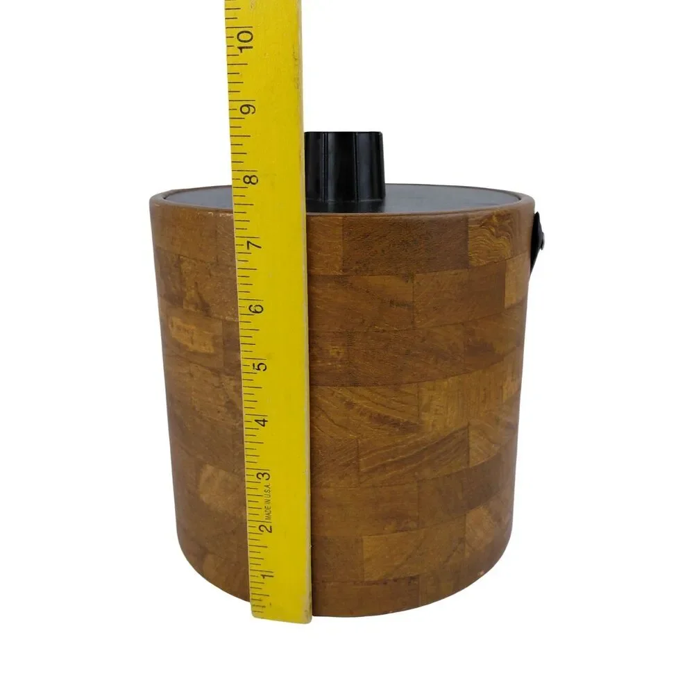 Irvinware Ice Bucket Wood Grain Brown  USA Vtg Retro 1970's MCM Mancave Barware